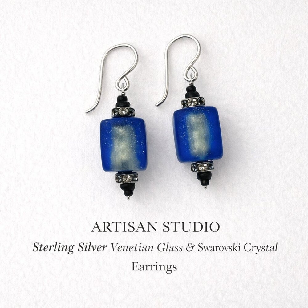 Sterling Silver Venetian Glass & Swarovski Crystal Earrings | Artisan Studio
